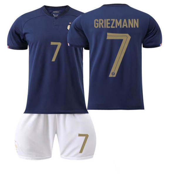 2022 Frankrike VM nr 10 Mbappe 19 Benzema 11 Dembele 9 Giroud tröja fotbollströja för barn 2223 France Home No. 7 #M