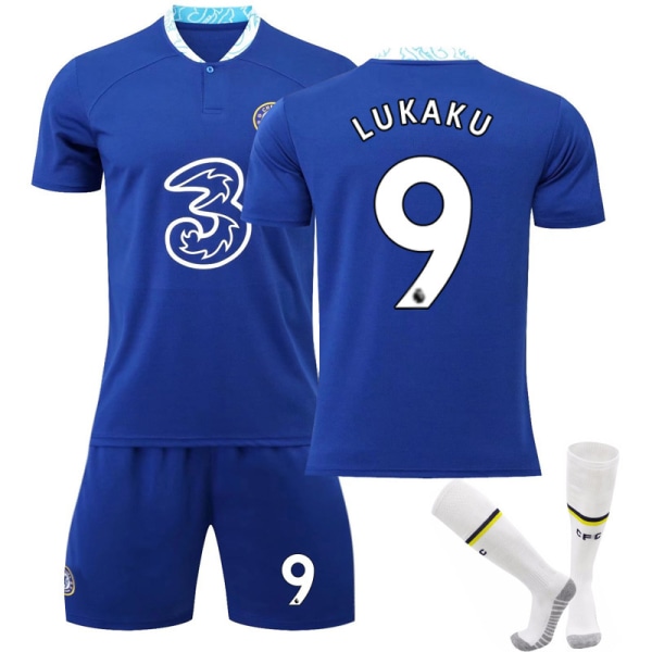 22-23 Chelsea hemtröja nr 10 Pulisic tröja 9 Lukaku 19 Mount Werner fotbollströja Size 9 with socks #2XL