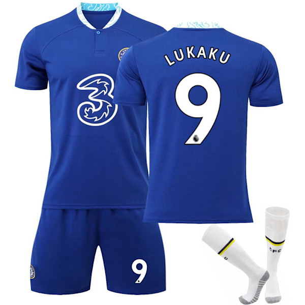 22-23 Chelsea hjemmebane nr. 10 Pulisic trøje 9 Lukaku 19 Mount Werner fodbolduniform Size 9 with socks #XL