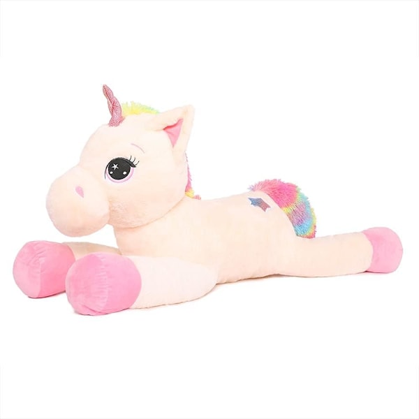 32in Big Unicorn Toys Plush, Beige Giant Unicorn Stuffed Animal