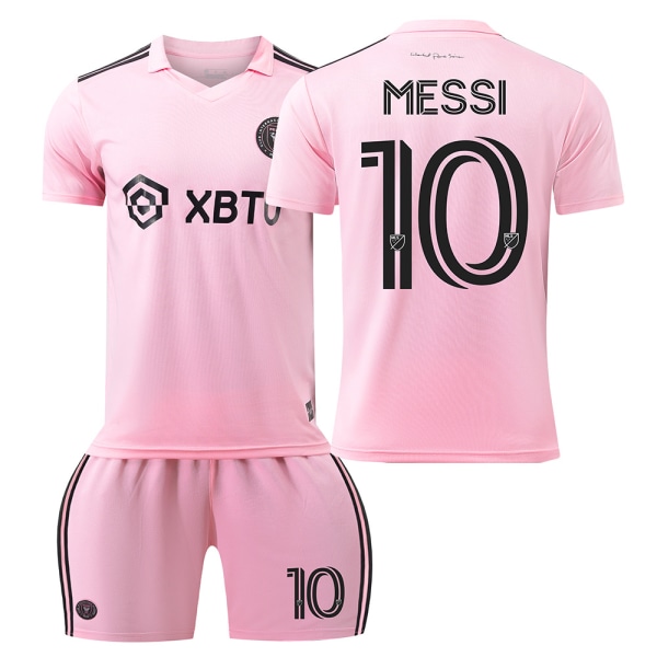 23-24 Miami Jersey No. 10 Messi Major League Soccer Jersey Koti Vieras Pink Puku Sukilla Pink unnumbered socks + gear 18 yards