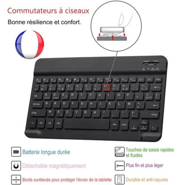 Etui med fransk AZERTY Bluetooth-tastatur for Samsung Galaxy