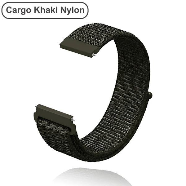 Nya 18 mm 20 mm 22 mm remmar för Garmin Venu 2S Armband Vivoactive 3 4S 4 Forerunner 245 645 Galaxy Watch 4 Classic 42 46 mm Khaki Nylon Khaki Nylon 22mm
