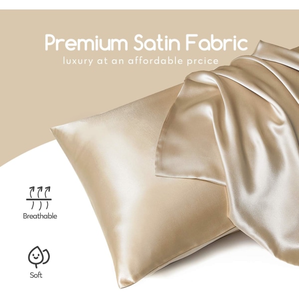 Silk Satin Pillowcase 2-pack (ei täytettä) Champagne Champagne 51X91cm