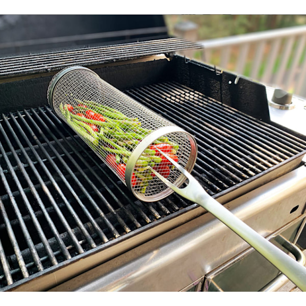 Grillkurv i rustfritt stålnett