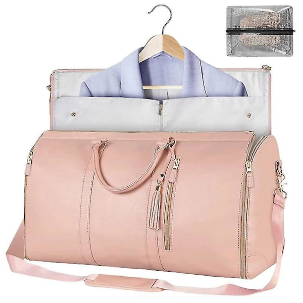 PU Leather Travel Bag Women's Large Duffel Bag Waterproof Garment Bag XC