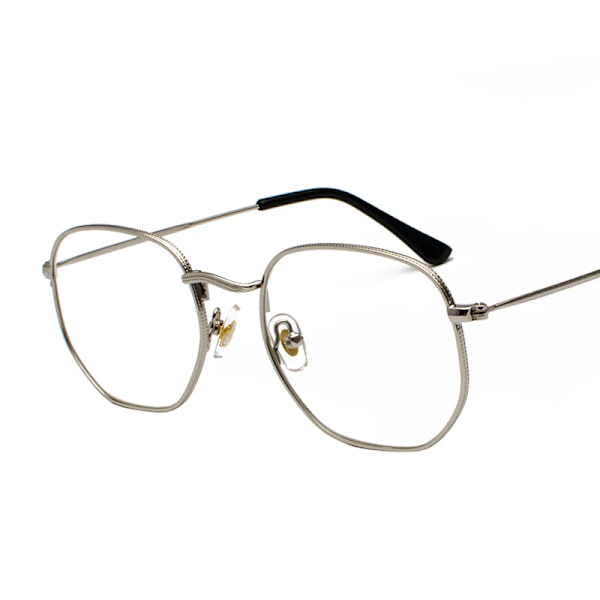 Kuusikulmainen metallirunkoiset aurinkolasit tukkumyynti UV400 aurinkolasit retro miehet naiset sävyt aurinkolasit C7 Silver/transparent Classic style