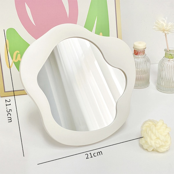 1 kpl Epäsäännöllinen Meikkipöytäpeili Kannettava Meikkipöytäpeili White Circle