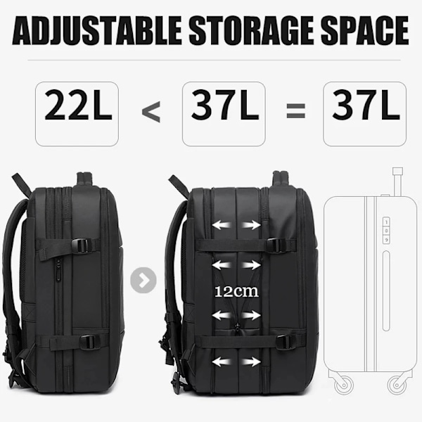 BANGE Ryggsekk for Business Menn Vanntett Ryggsekk Black 37L