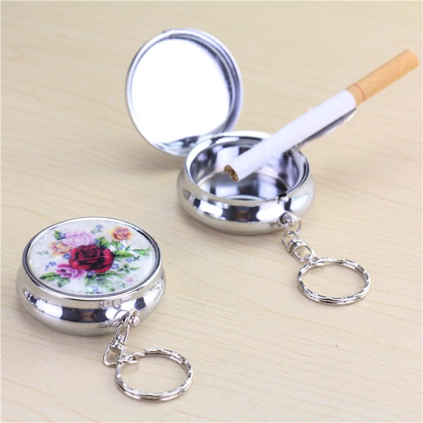 2pcs Mini Pocket Ashtray (Random Style), Portable Round Stainless Steel Pocket Cigar Ashtray