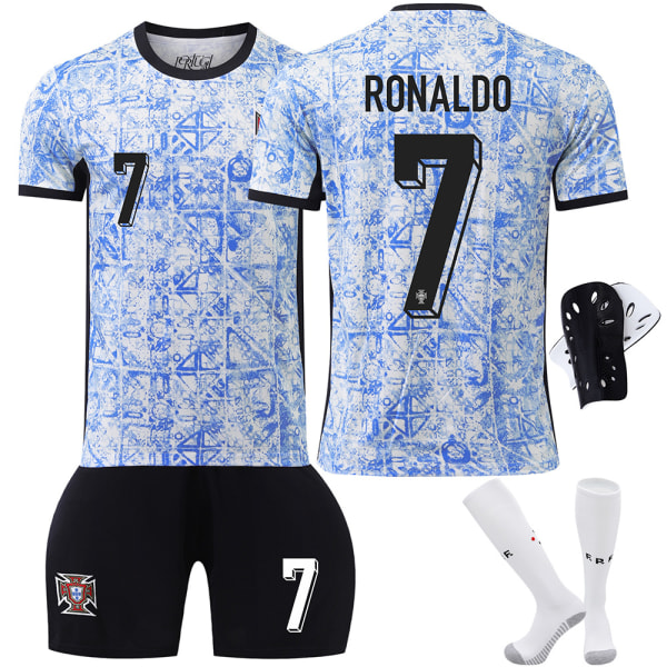 2024 Portugal udebanefodboldtrøje nr. 7 Ronaldo 8 B Fee 11 Phillips EM-trøjesætversion No socks size 8 30 yards