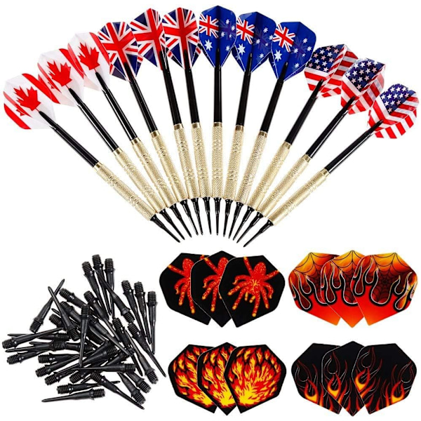 Plastic Tip Darts 12 Darts with 12 Flights and 46 Tips for Soft Set Electronic Dart Board