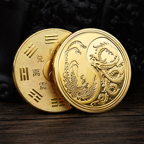 Golden Silver Dragon Coins Lucky Phoenix Commemorative Gold Co