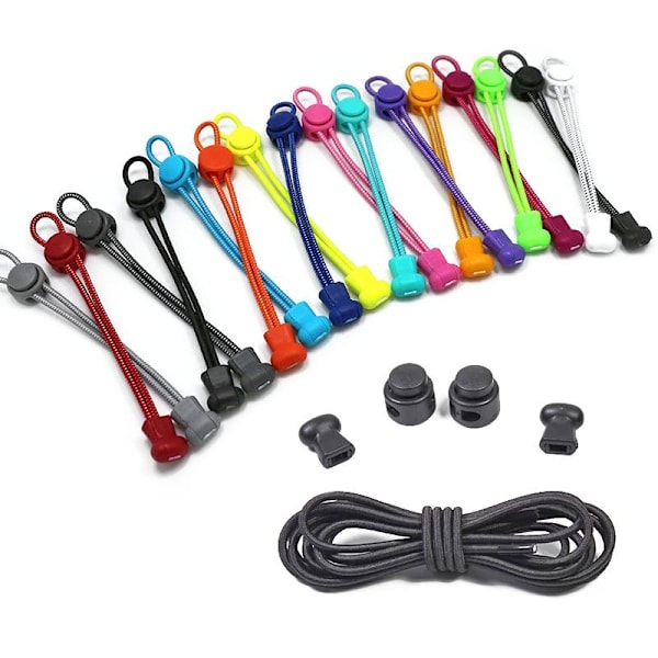 Elastiske snørebånd med snøring - Slip ikke dine sko Sorte Sorte Black Black (1 pair)
