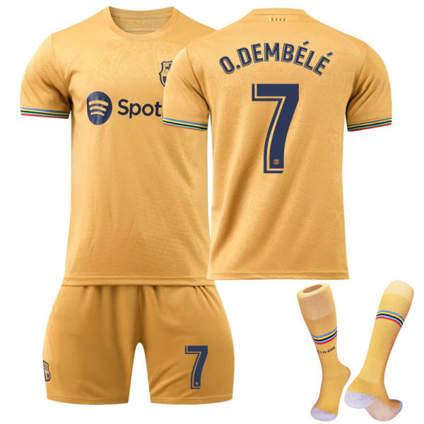 22-23 Barcelona fodboldtrøje Messi nr. 10 nr. 9 Lewandowski 8 Pedri 17 Aubameyang trøje børnesæt No. 9 Lewandowski + Socks & Gear Children's size 16