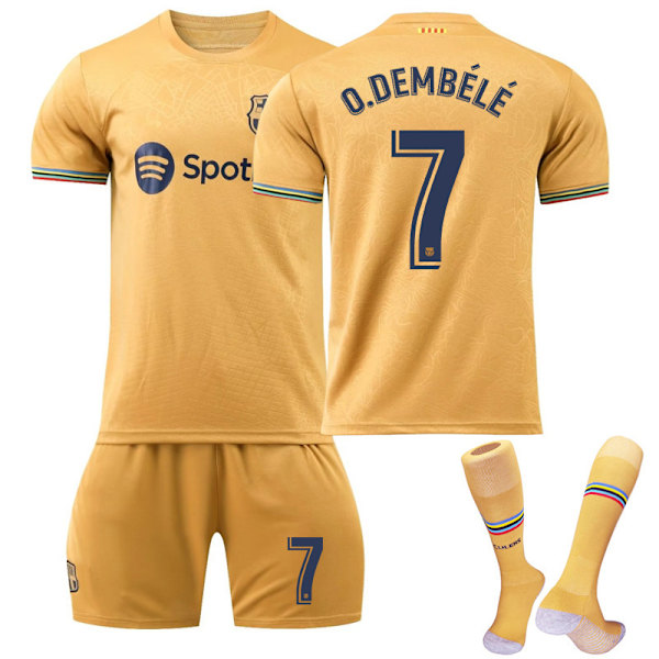 22-23 Barcelona fodboldtrøje Messi nr. 10 nr. 9 Lewandowski 8 Pedri 17 Aubameyang trøje børnesæt Size 9 with socks Children's size 20