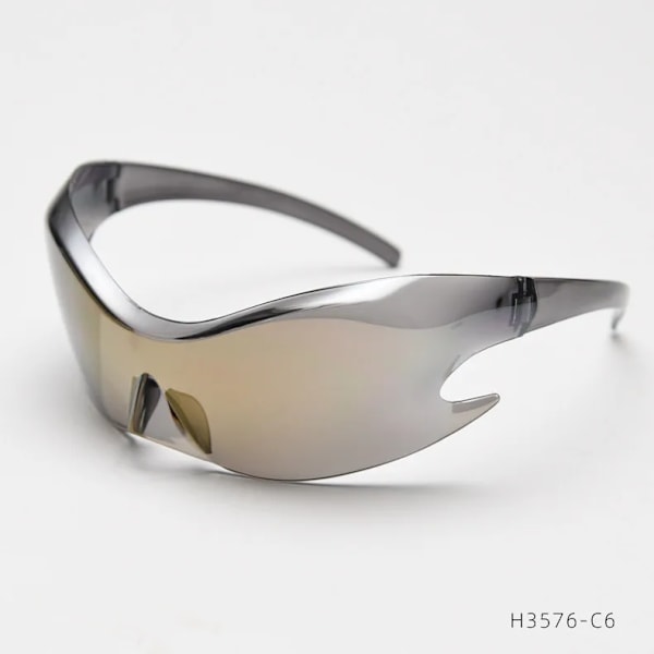 2024 Oversized Solbriller for Kvinner - Mote UV400 En-delt Polygon Solbriller for Kvinner Punk Goggle man solbriller C6 picture