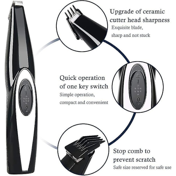 Sähköinen Lemmikkieläinten Karvanleikkuri USB-Lataus Langaton Koiran ja Kissakarvanleikkuri Koirien ja Kissojen Tassuille Silmille Kasvojen Karvan Ajamiseen Jaloille HKK black color
