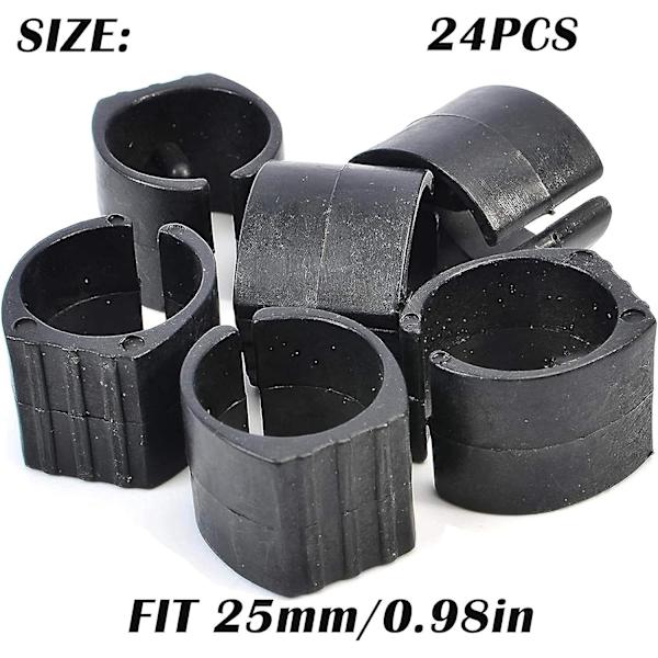 Plaststol Pipeklemme, Plaststol U-Formet Stolfot Spade, Stolfot Spade, Runde Pipefester 24 stykker (25mm)