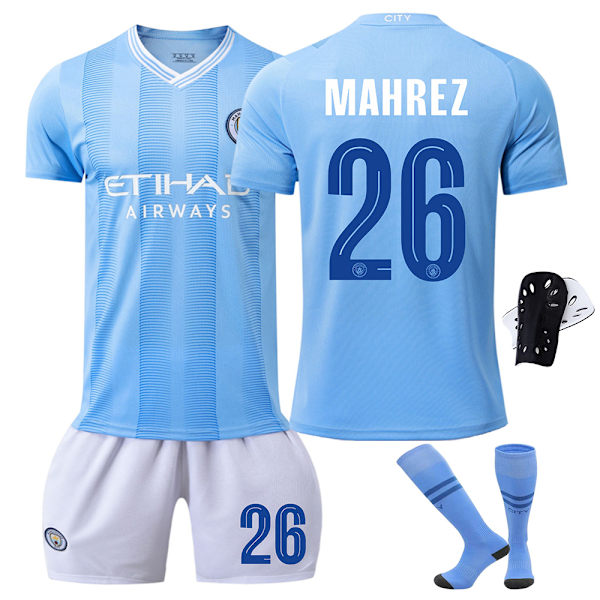 23-24 Champions League-version Manchester City fodboldtrøjesæt nr. 9 Haaland 47 Foden 17 De Bruyne nr. 8 trøjesæt No. 9 protective gear with socks XL