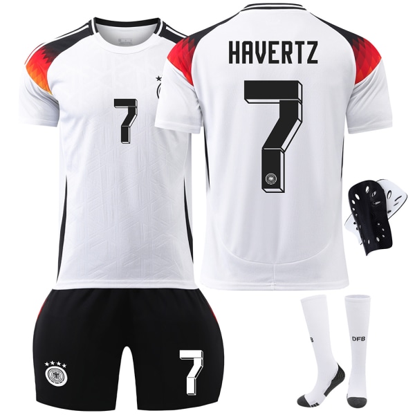 2024 tyska fotbollströja nr 13 Muller EM-tröja 7 Havertz 8 Kroos barn pojkar kostym Size 7 with socks + protective gear XXL