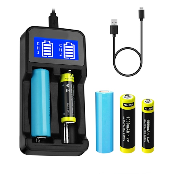 Intelligent USB Batterioplader LCD-skærm til Li-ion 18650 18500 18490 18350 17670 14500/Ni MH/Ni Cd Opladningsløsning