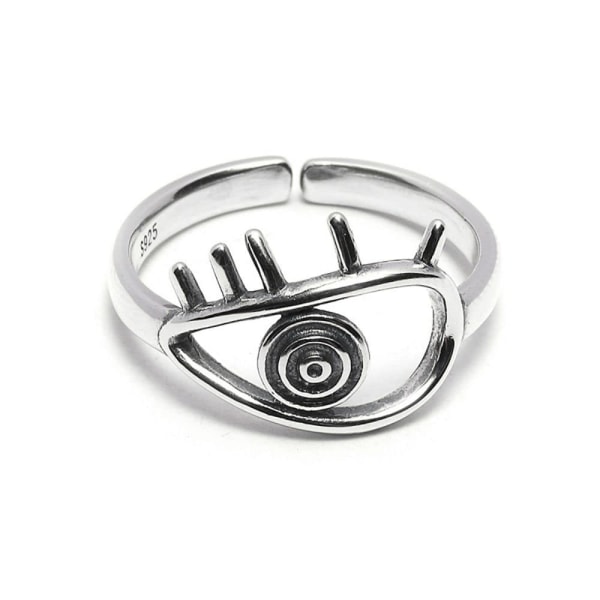 BOKIIWA Evil Eye Ring-925 Silver Open Cuff Justerbar Evil Eye S