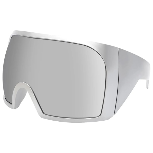 3722 Ylisuuret käärittävät mukautetut logon aurinkolasit naisille ja miehille Futuristiset kaarevat linssit Sävyt Muotisuoja Y2k Aurinkolasit silver oversized
