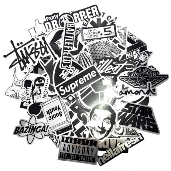 50x Faux Metal Trendy Stickers, Metal #1 Silver
