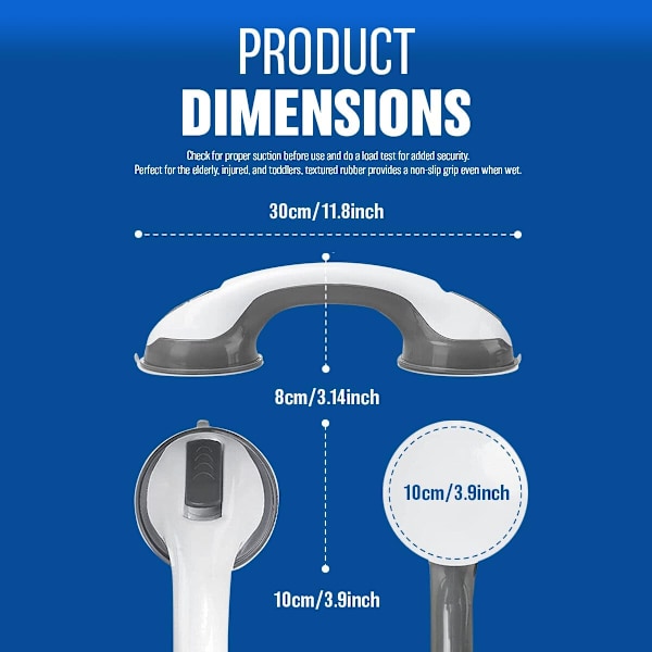 X Støttehåndtak - Passer til baderomsikkerhetsrekkverk med sugekopp | Mobilt baderomstøtte for eldre, barn,