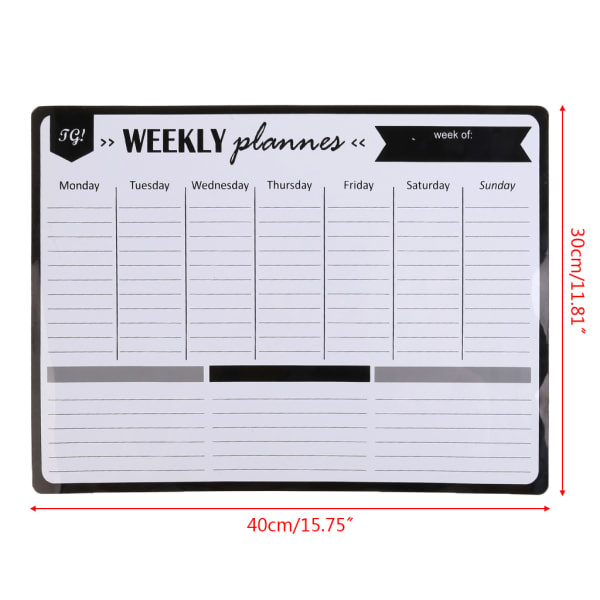 Veckovisare Mjuk Magnetisk Whiteboard Kylskåpsmagneter Ritning Anslagstavla Påminnelse Memo Block Kalender