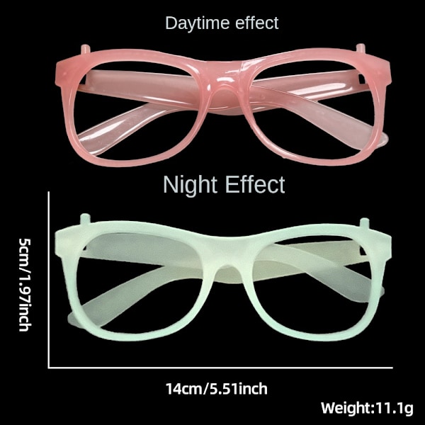5 stk. lysende briller Glow briller LYSEROSA FIRKANT lyserosa light pink square-square