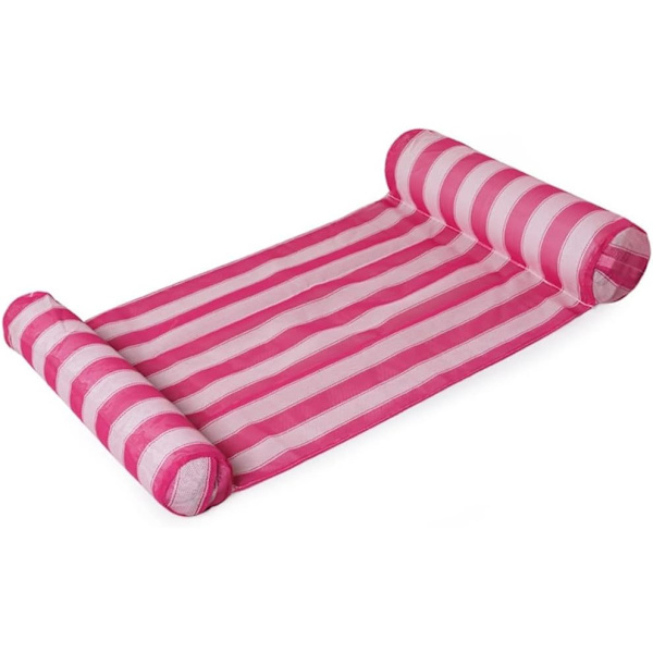 Flydende vandseng, flydende hængekøje til swimmingpool, multifunktionel oppustelig hængekøje til strand, pool og vandsport (farve: Pink)