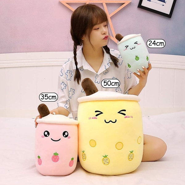 Søt Tegneserie Boba Melkete Plush Dukke, Giant Boba Bubble Plush Stuffet Teekopp Pute Gaveleker - Kaffe Coffee 24cm