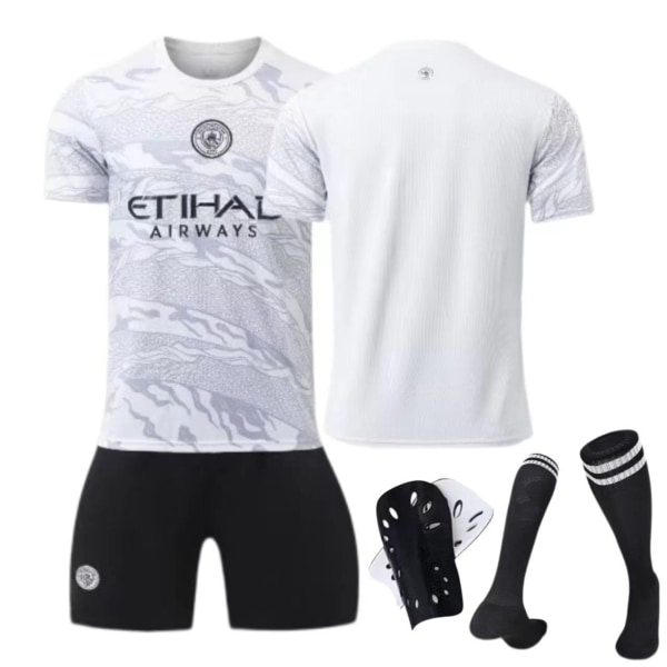 23-24 Manchester City Dragon Year Special Edition Jersey nr. 9 Haaland 17 De Bruyne Børne- og voksenfodboldtrøje No. 17 socks + protective gear XXL