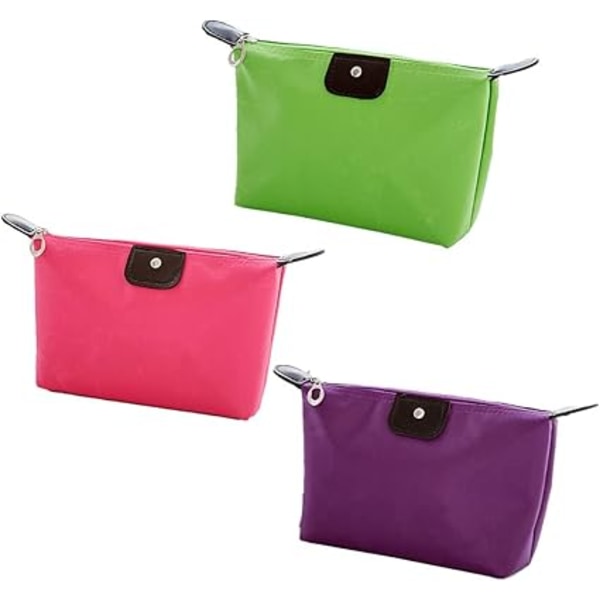 Pack of 3 foldable toiletry bags (three colours), dumpling p