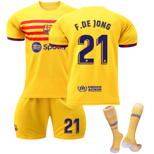 2022-23 Barcelona tre borta gul nr 9 Lewandowski 6 Gavi fotbollströja Katalonien element tröja No. 21 with socks #XL