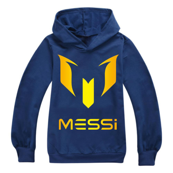 Messi Barn Fotball Langærmet Hoodie Dress Genser Blå Navy blue 160 cm