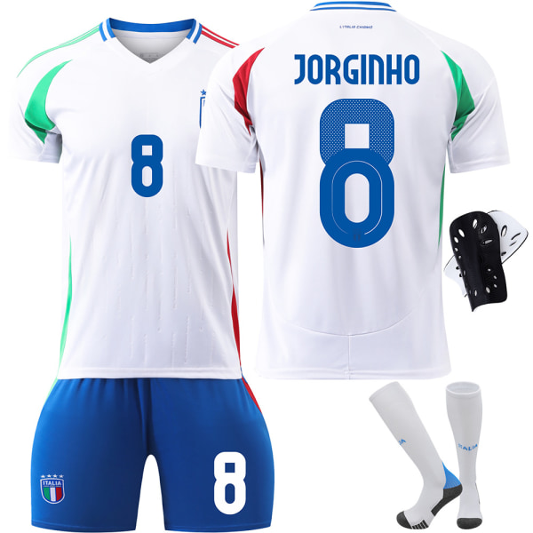 24-25 Italiensk fotbollströja nr 14 Chiesa 18 Barella 3 Dimarco EM-tröjset Home No. 8 + Socks & Gear XXL