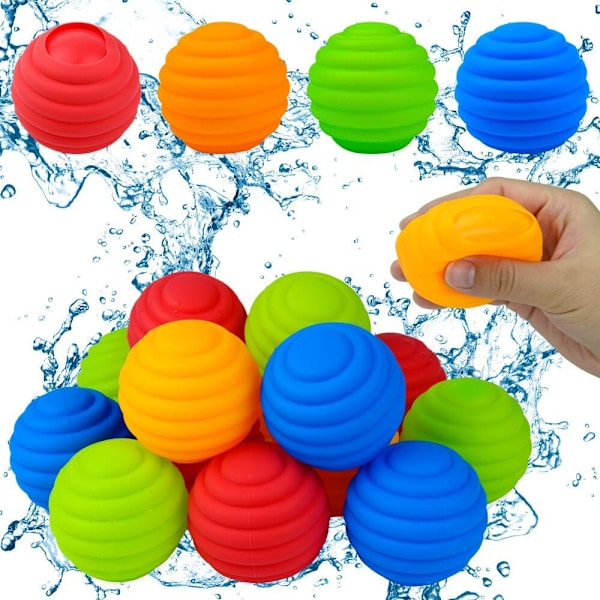 Reusable Water Balloons, 16 Pcs Self Sealing Quick Fill Silicone Water Balloons, Water Bomb Splash Balls, Silicone Water Balls