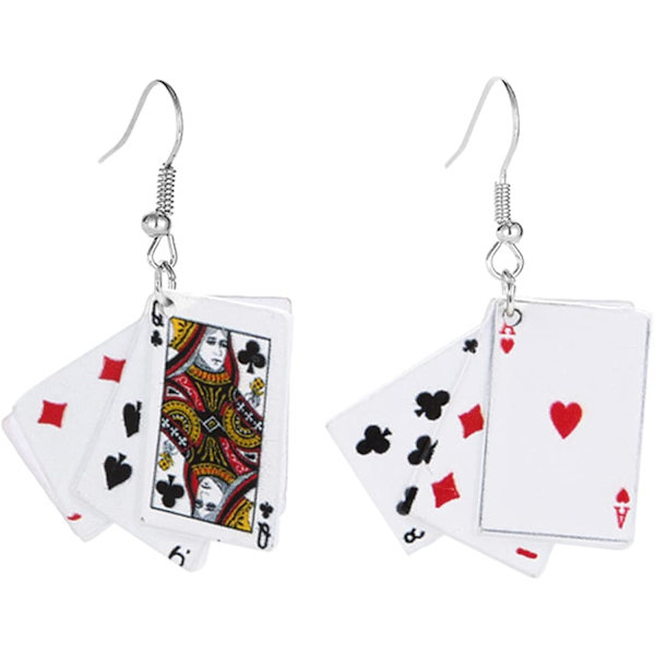 Personlighet Poker Dangle Øredobber Metall Legering Spillekort Simulere Kule Morsomme Øredobber for Kvinner Jenter