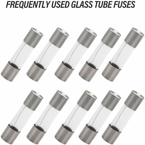 100 stk. 5X20 mm rørforstærkersæt med forskellige sikringer 0,2A, 0,5A, 1A, 2A, 3A,