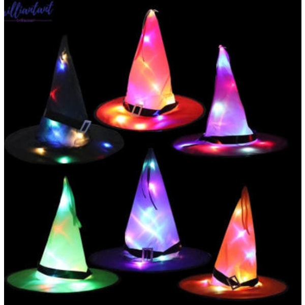 Halloween Hat LED Lysende Heksehat Harry Potter Magisk Hat Pink