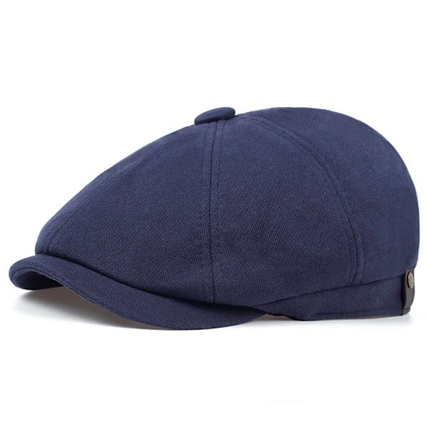 Retro Newsboy Caps Herr Caps för män Brittiska målarhattar Höst Vinter basker Herringbone Flat Cap Hip Hop basker Gorras Navy 2