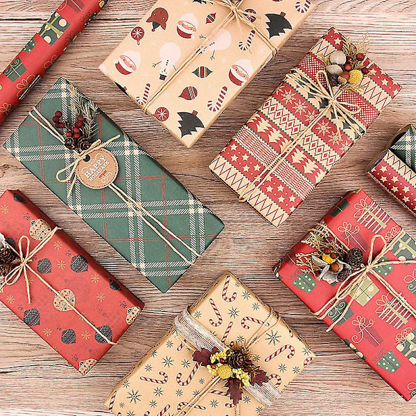 Set med 6 rullar presentpapper, jul, 50 x 70 cm, Flerfärgad