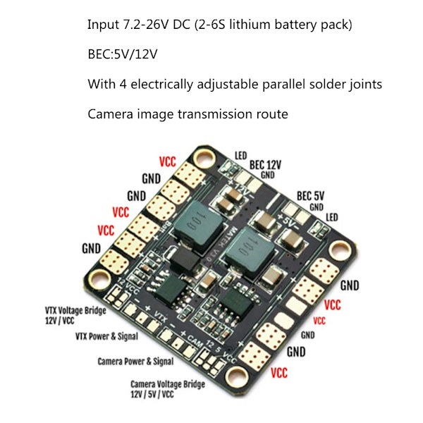 Matek Mini Power Hub Strömfördelningskort PDB med BEC 5V & 12V för FPV QAV250 ZMR250 Multikopter Quadcopter