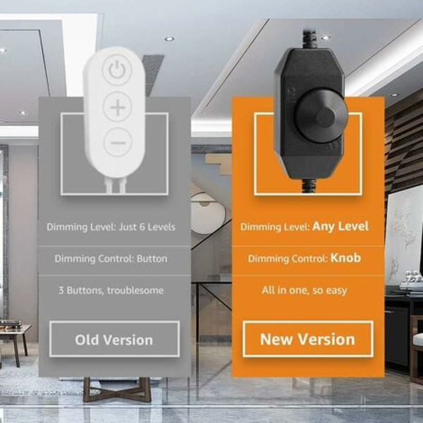 5M Led 1200Lm Cool White Dimmable, 12V 6000K 300Leds 2835, Selvbærende Led Strip med Dimmer, Stik+Transformator, Indendørs Belysning til Møbler, Trapper, Soveværelse, Køkken