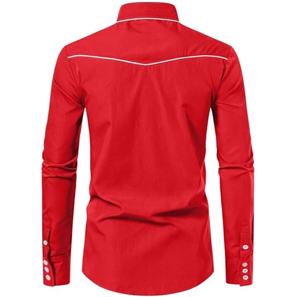 Västerländsk Cowboy Skjorta För Män Mode Slank Passform Design Röd 2 Red 2 2XL