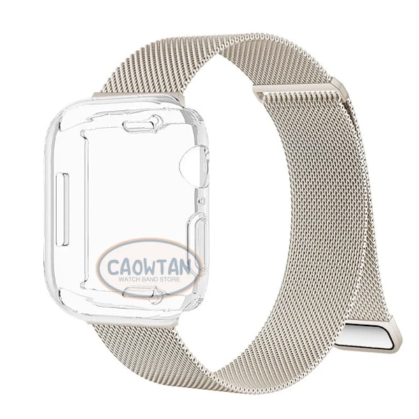 Milanese-kuori + hihna Apple Watch Band Ultra 49MM 41mm 40mm 44mm 38mm 42mm TPU-näytönsuojalla Iwatch Series 9 8 7 6 SE 5 4 Correa 45mm Starlight clea Starlight clear 40mm-Series 6 5 4 SE