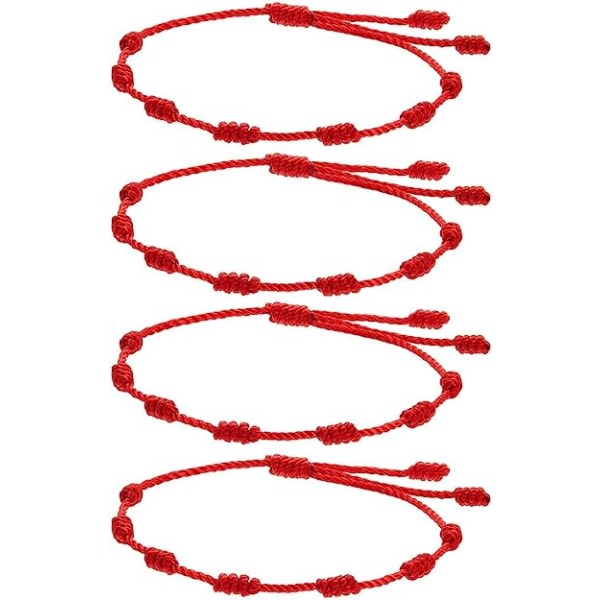 armband 7 knop och röd tråd armband i sladd justerbart - sid